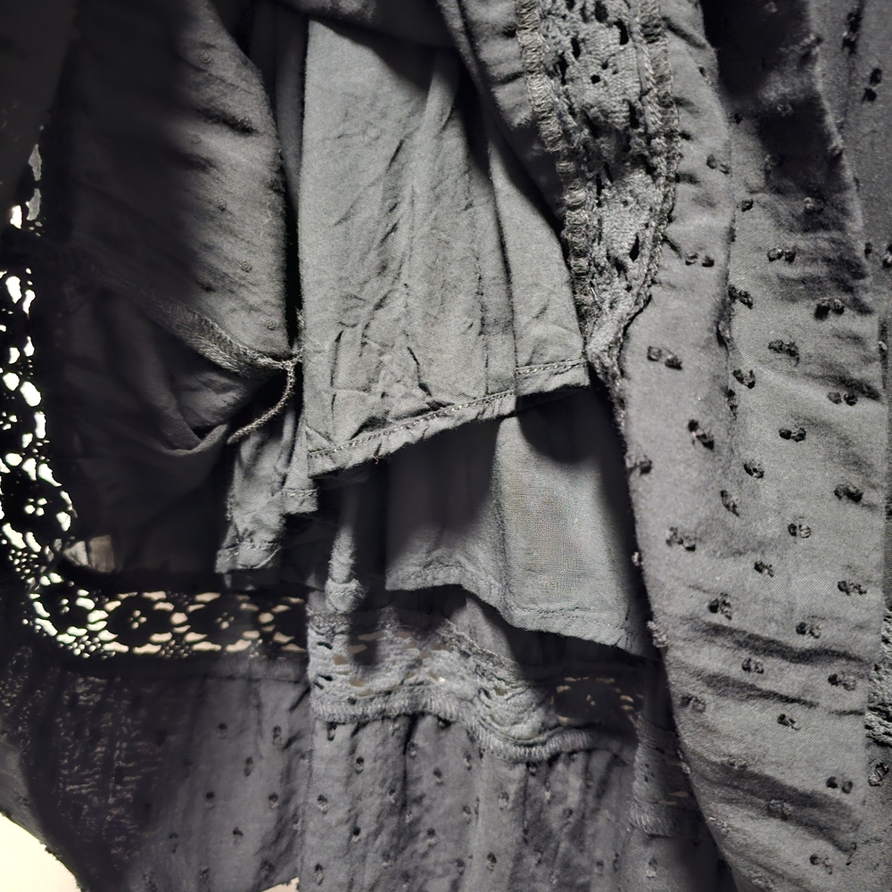 LOFT Black Sleeveless Eyelet Midi Dress - Size 4 - Picture 6 of 6